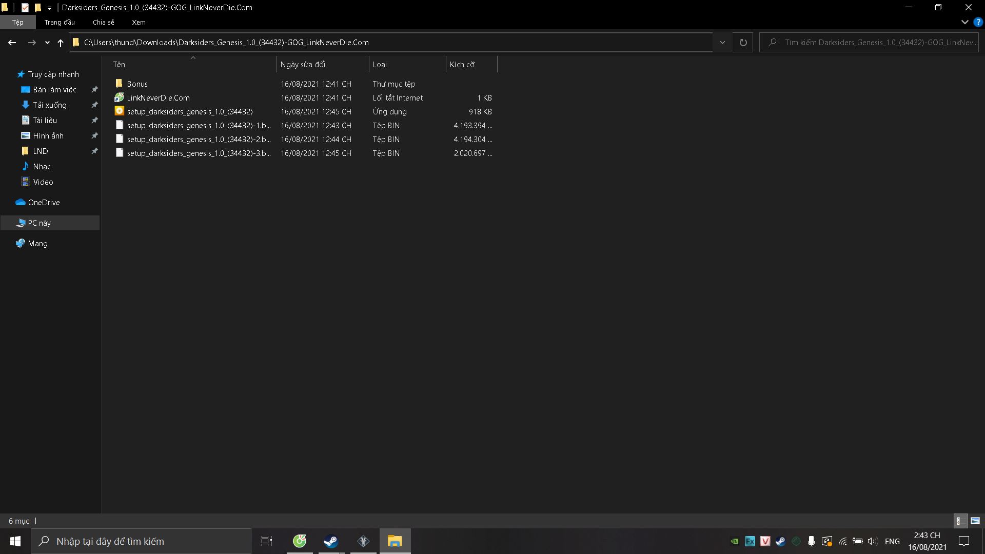 Lỗi khi chạy setup Game Darksiders Genesis Lỗi khi chạy setup Game Darksiders Genesis