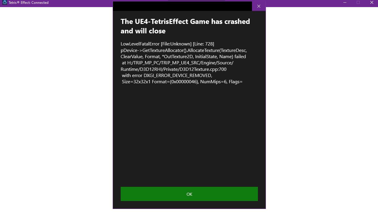 Tetris Effect crash khi bật game Tetris Effect crash khi bật game