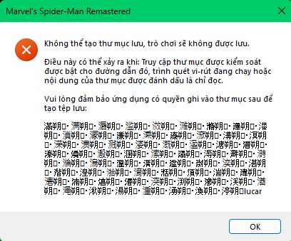 Báo lỗi không thể tạo được thư mục lưu game (save game location)
