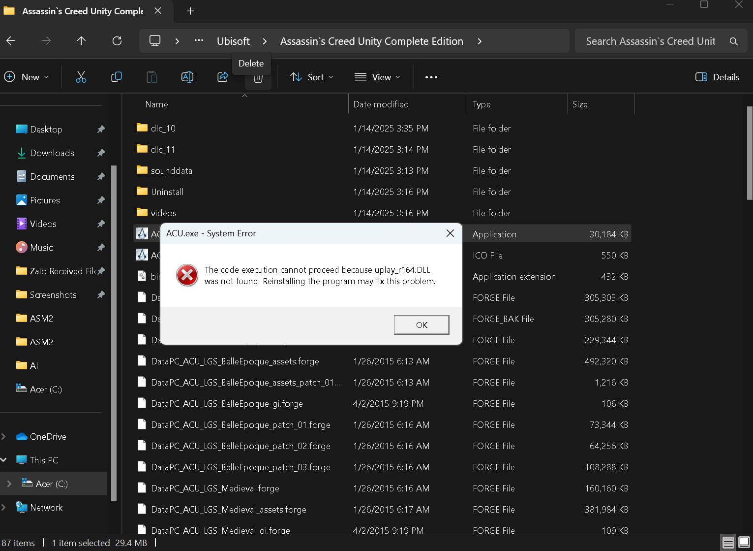 Lỗi Mất file uplay_r164.DLL Lỗi Mất file uplay_r164.DLL