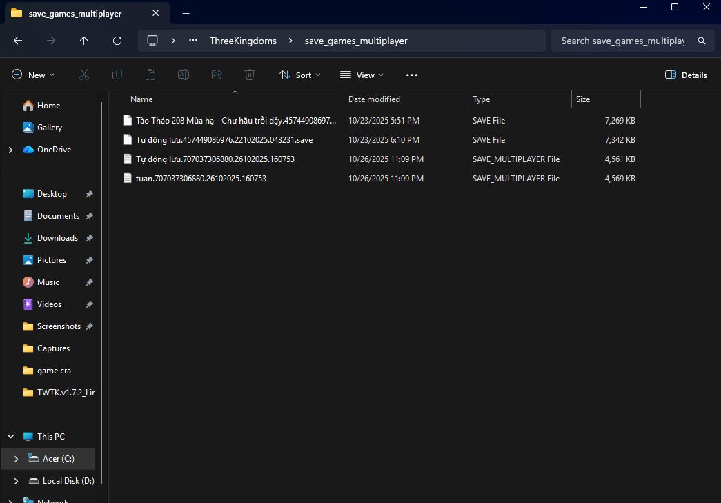 game: Total war: three kingdomsgame bị lỗi save mutiplaysave sẽ vẫn hiện khi chx tắt game sau khi thoát và vào lại thì không hiện lên.mk vào file save mutiplay thì thấy vẫn có save 