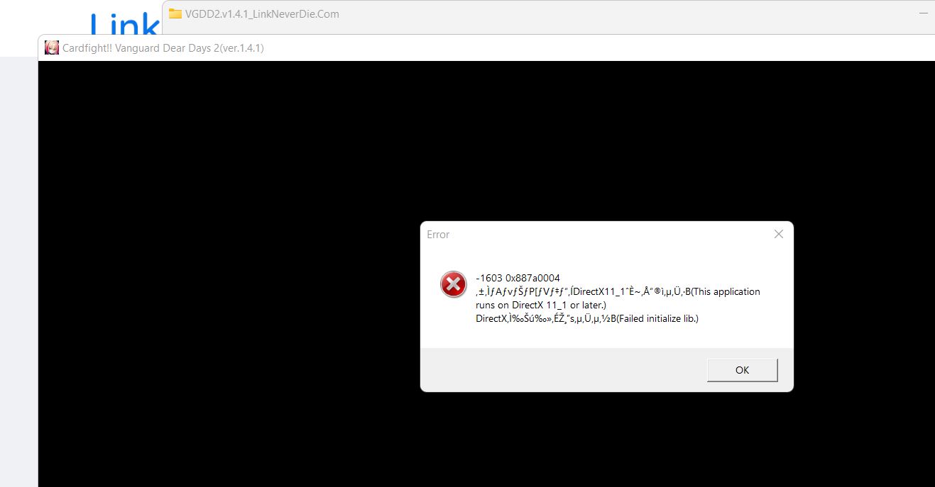 Lỗi không nhận DirectX của game Cardfight!! Vanguard Dear Days 2