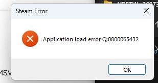 Lỗi Steam Application load error Q:0000065432 NRFTW
