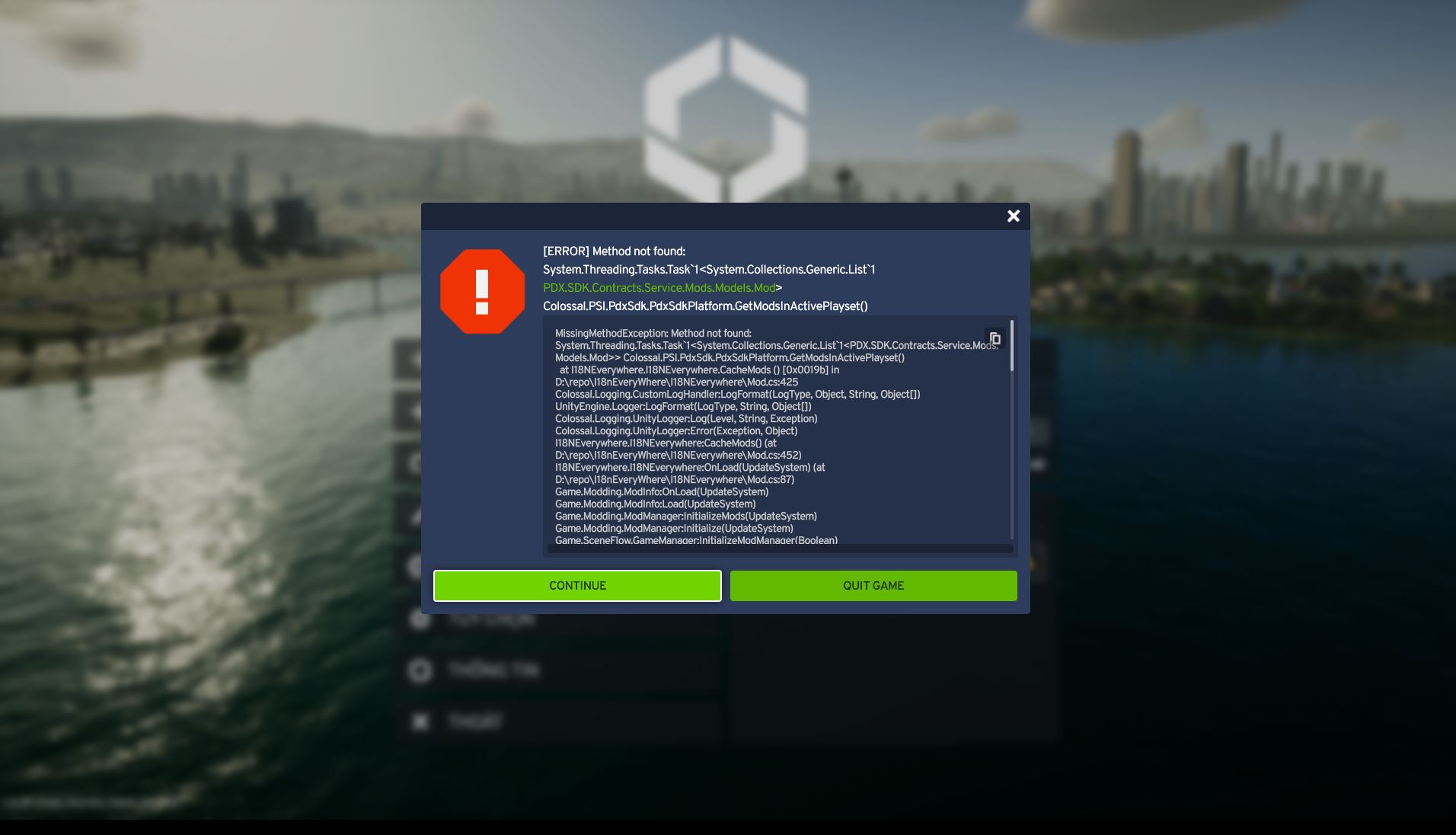 Lỗi bug game cities skyline