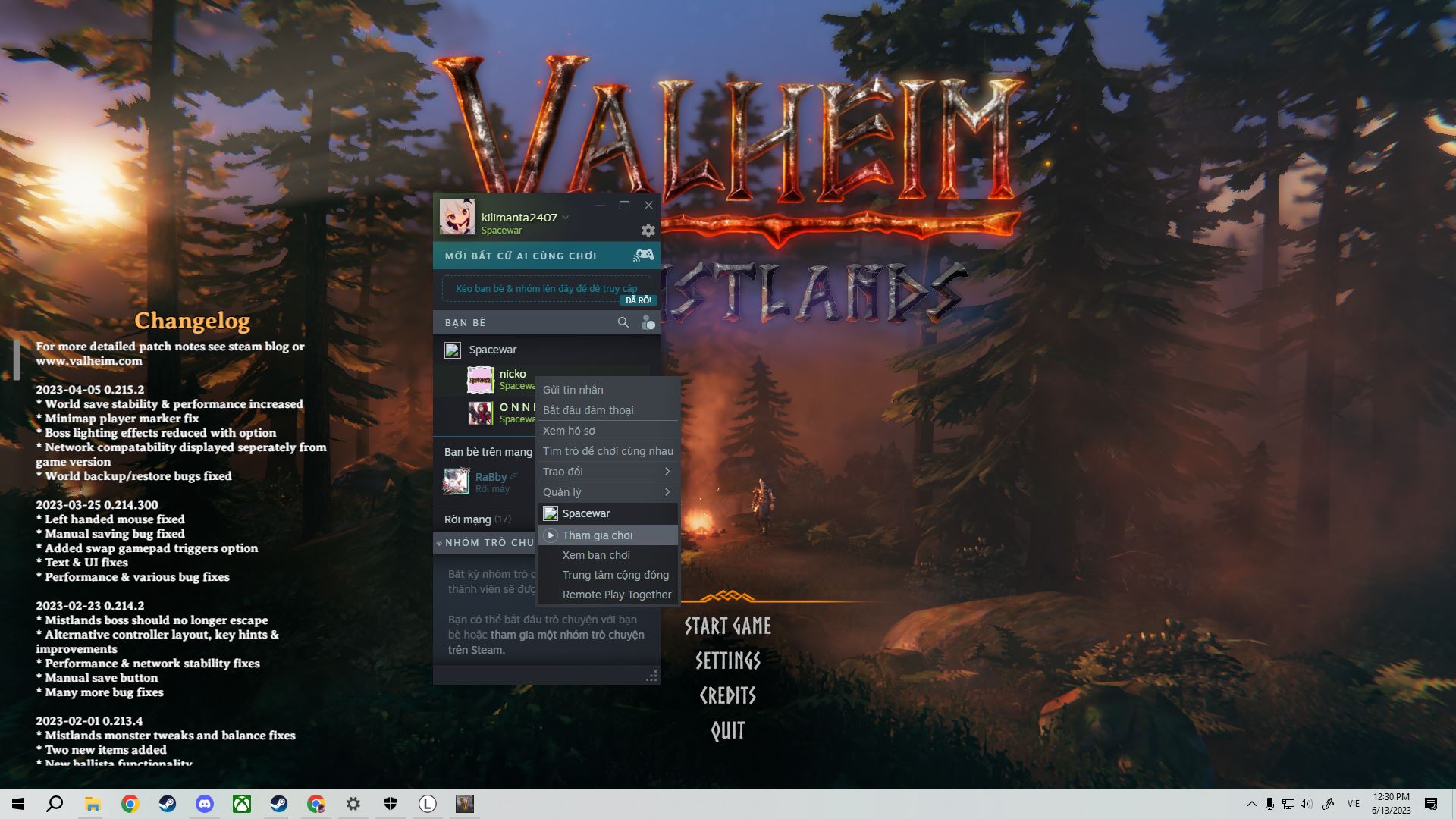 Ko thể join host game valheim 