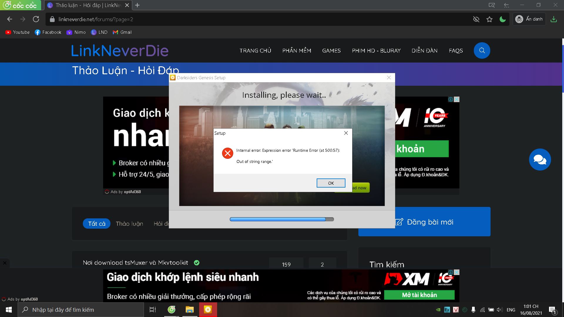 Lỗi khi chạy setup Lỗi khi chạy setup
