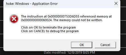 Lỗi khi mở game Touhou 15.5: the memory could not be written