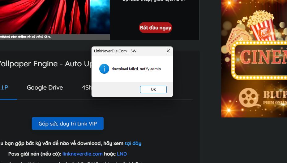 Wallpaper engine lỗi