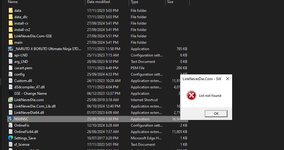 lỗi list not found
