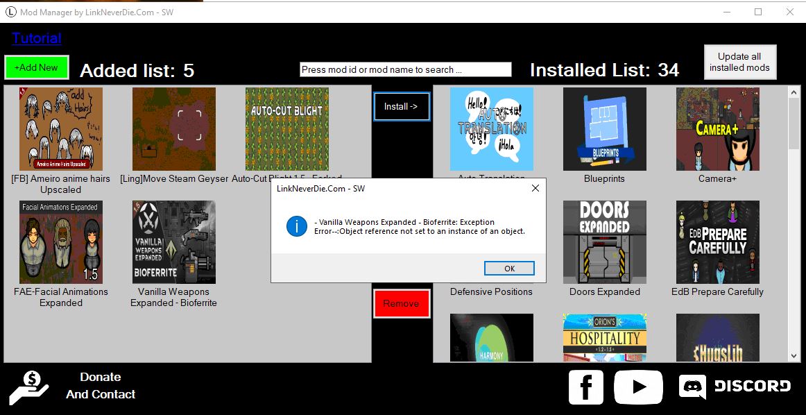 Lỗi cài mod RimWorld bằng LND Mod Manager Lỗi cài mod RimWorld bằng LND Mod Manager