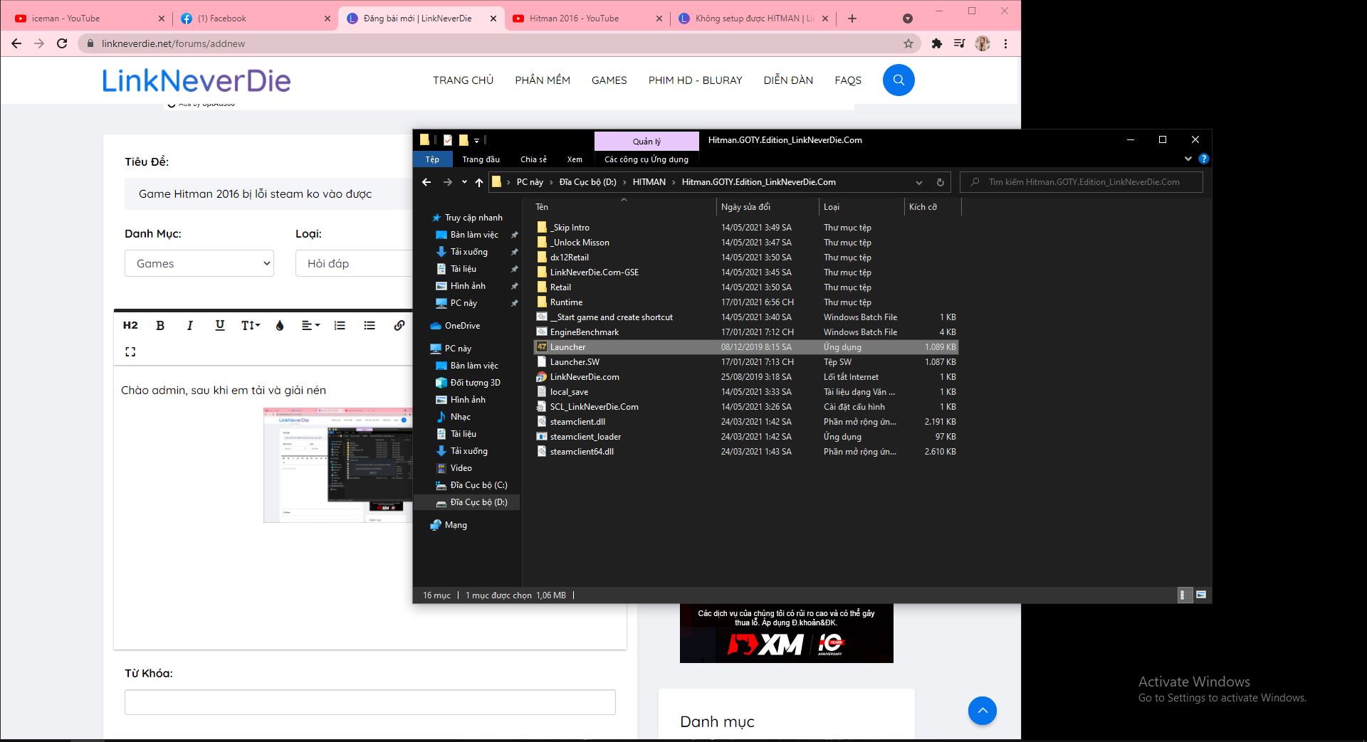 Game Hitman 2016 bị lỗi steam không chơi được Game Hitman 2016 bị lỗi steam không chơi được