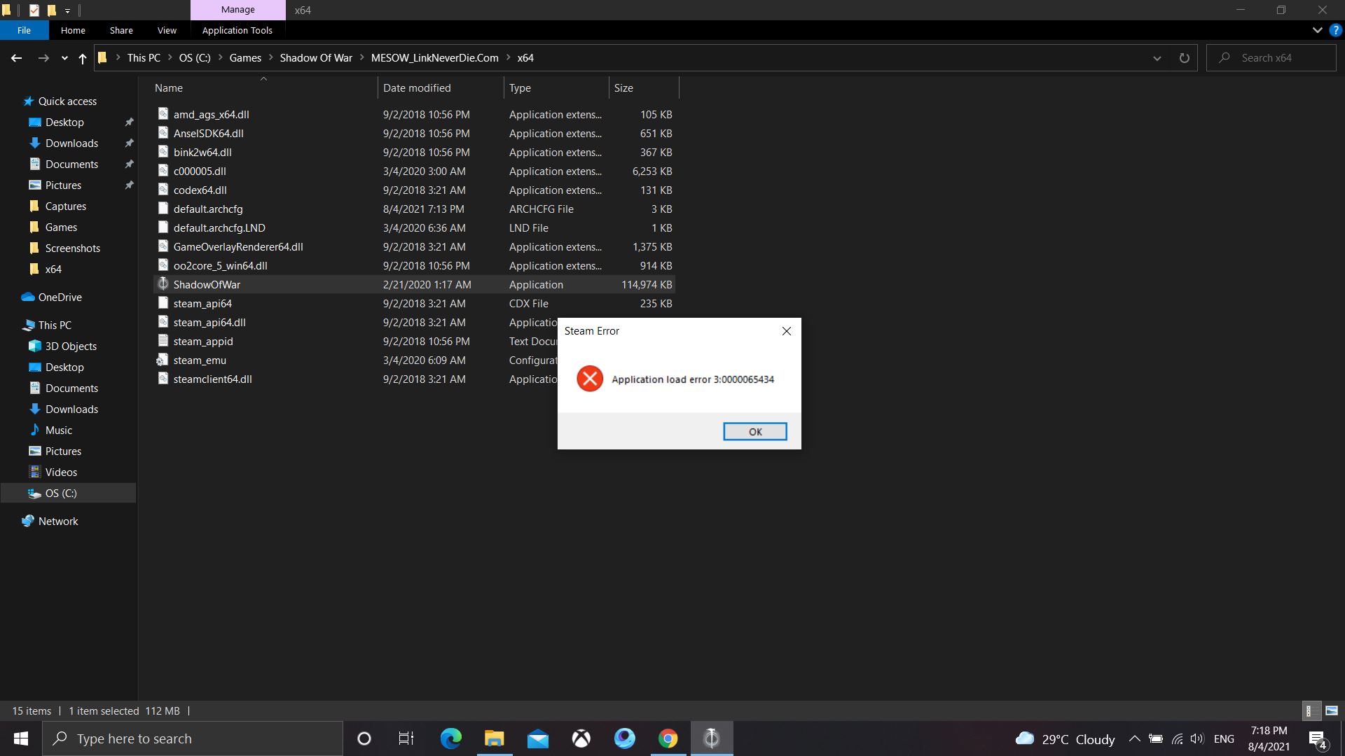 Lỗi Application load error 3: 0000065434 game Middle-earth: Shadow of War Lỗi Application load error 3: 0000065434 game Middle-earth: Shadow of War