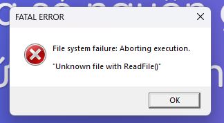 Lỗi Unknown file with ReadFile() Far Cry Primal?