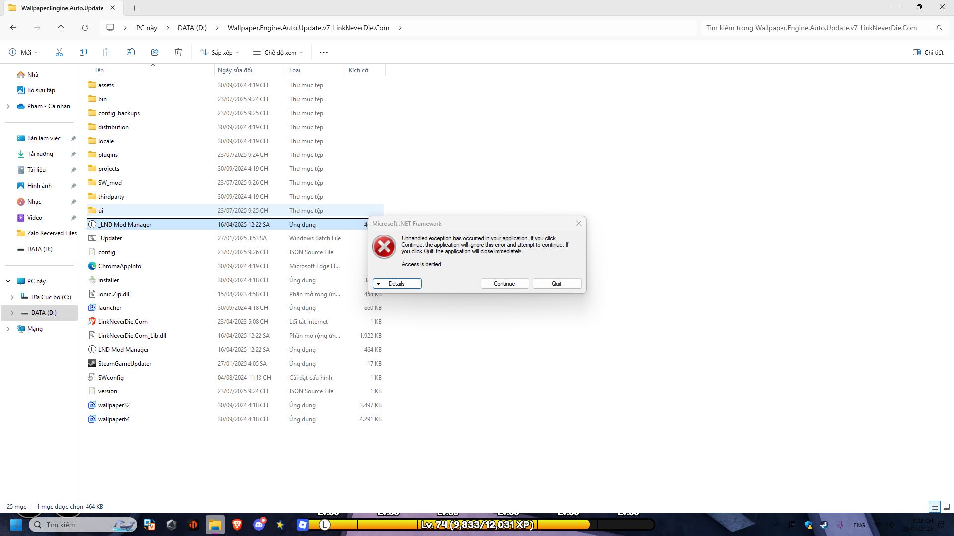 Mất quyền truy cập