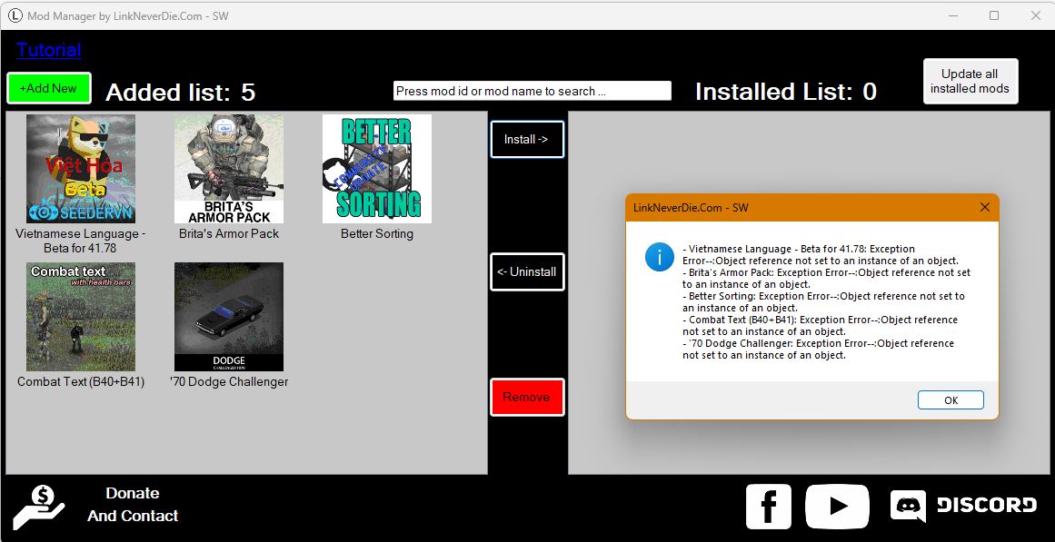 Em cần hỗ trợ lỗi không cài được mod trong mod manager Em cần hỗ trợ lỗi không cài được mod trong mod manager
