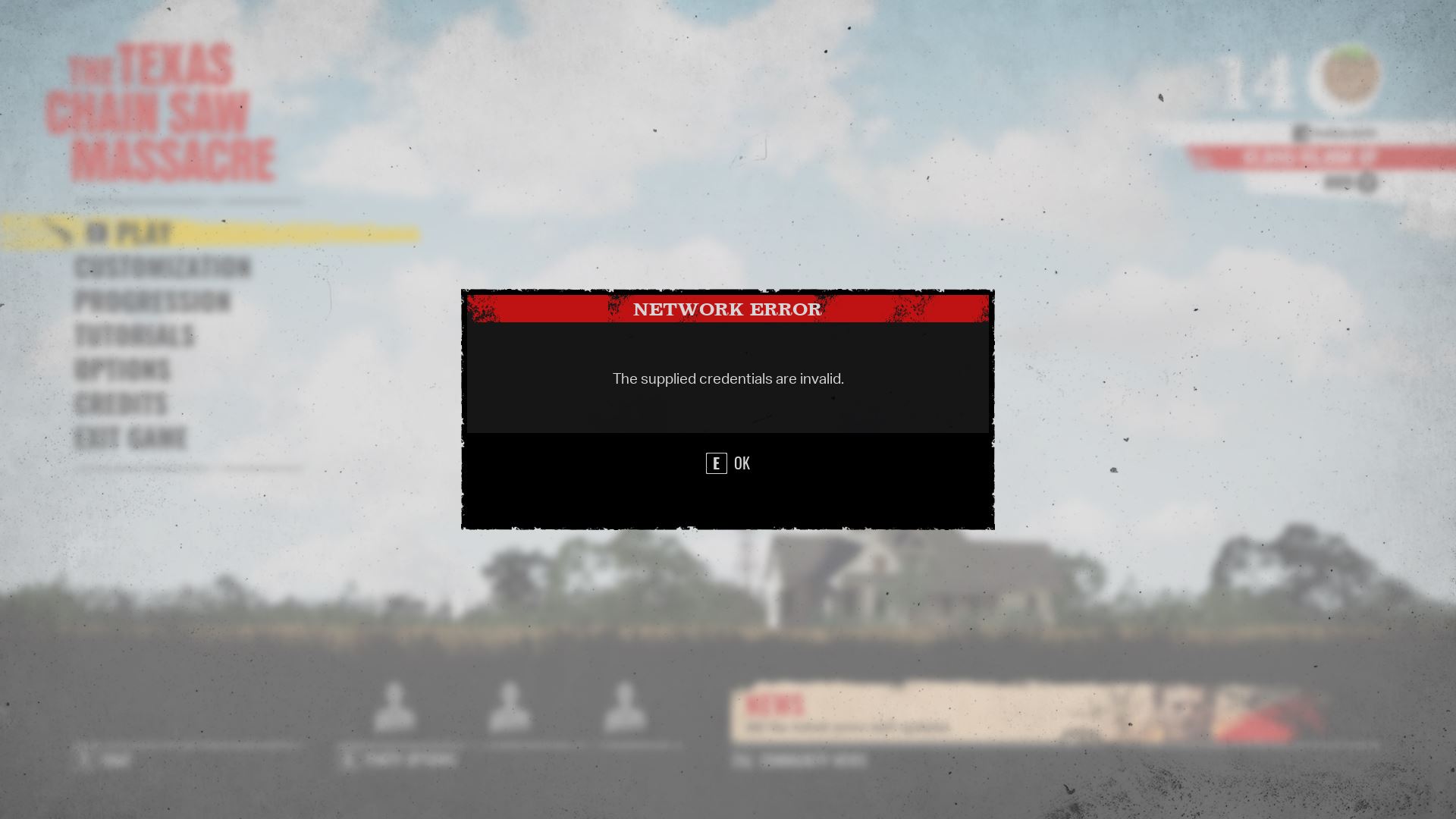 The Texas Chain Saw Massacre Network Error The Supplied Credentials Are Invalid The Texas Chain Saw Massacre Network Error The Supplied Credentials Are Invalid