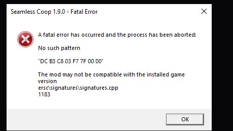 seamless coop 1.9.0 - fatal error, chỉ mình fix với ạ!