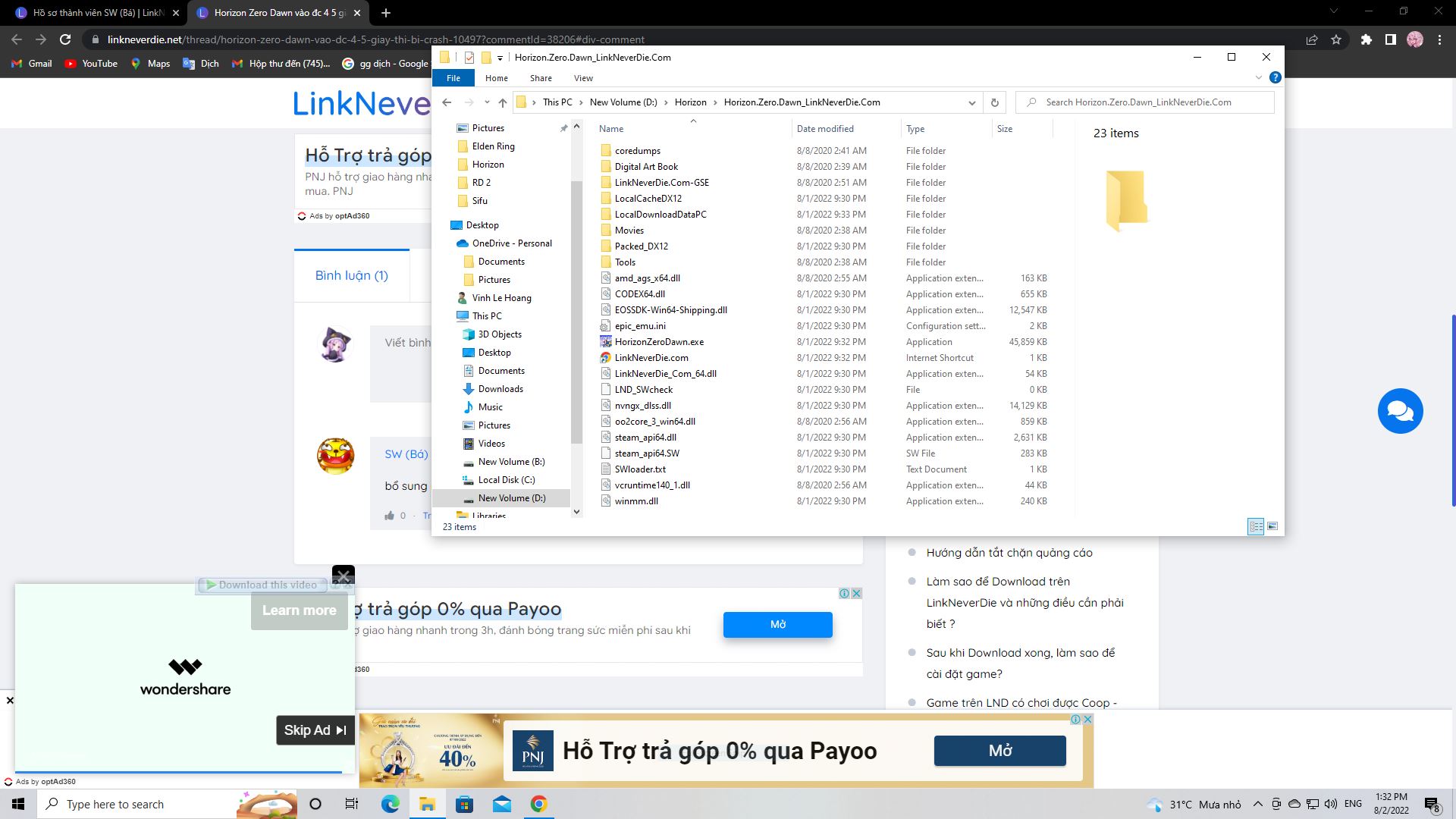 Horizon Zero Dawn vào đc 4 5 giây thì bị crash Horizon Zero Dawn vào đc 4 5 giây thì bị crash