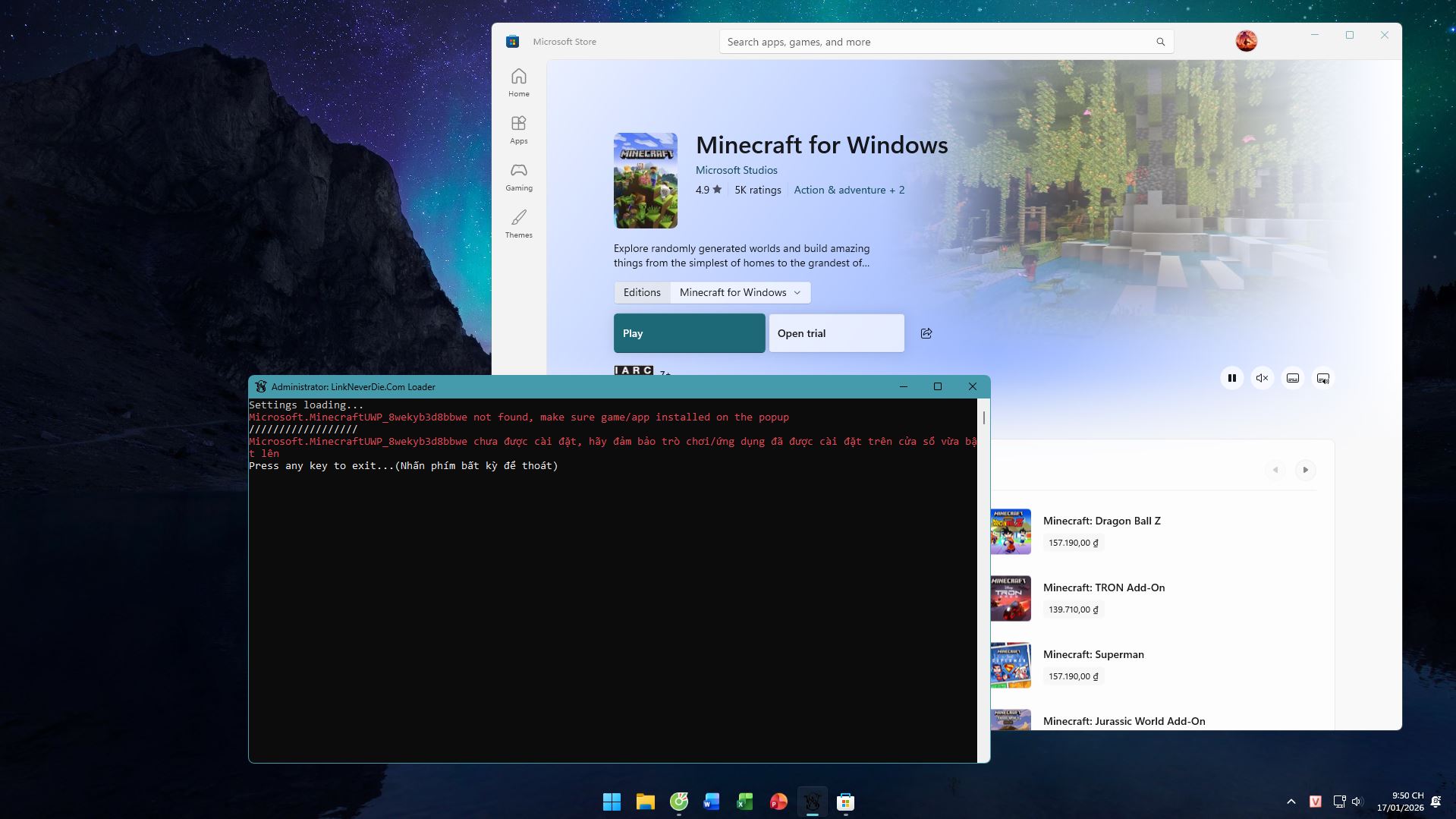 Không unlock được game Minecraft Không unlock được game Minecraft