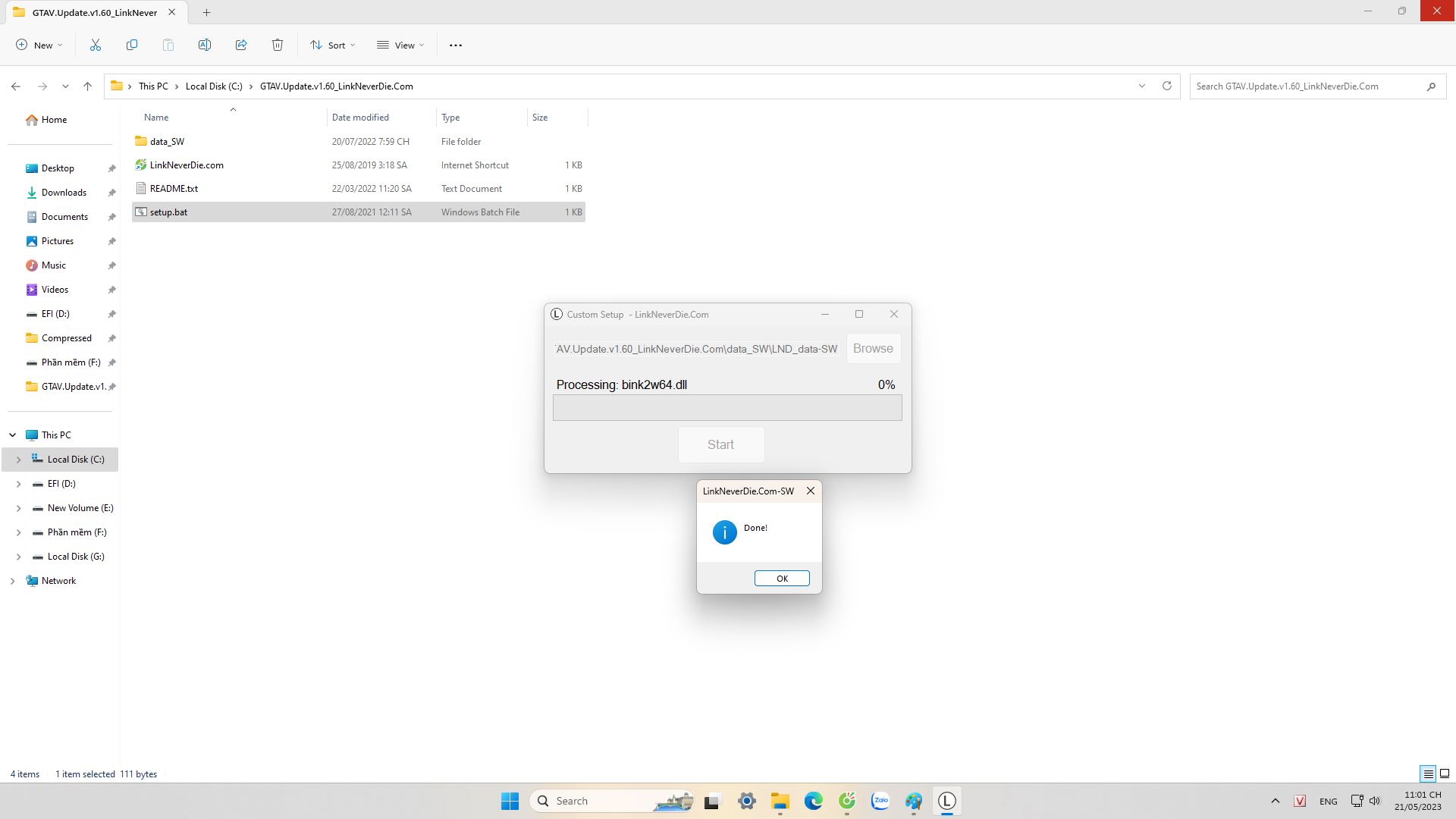 Không thể chọn Custom setup khi cài GTAV