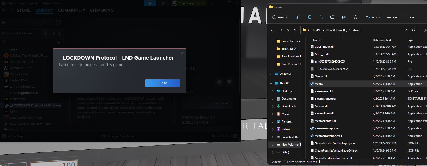 Lỗi không mở được game