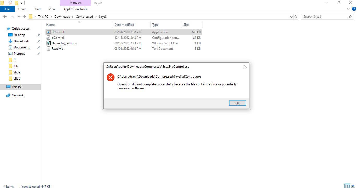 Lỗi whitelists của window defender