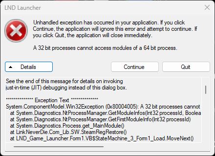 Lỗi khi mở LND Launcher