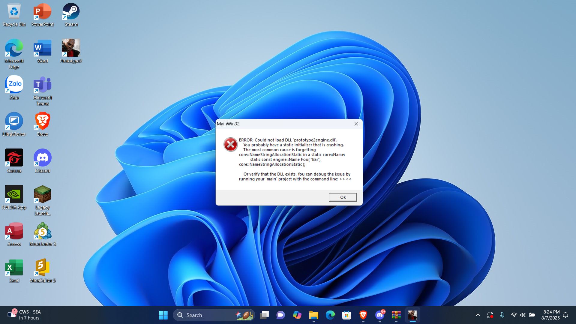lỗi could not find dll prototype