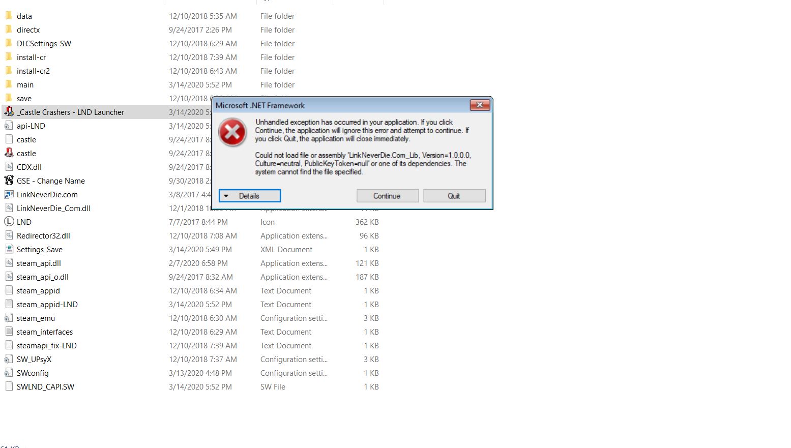 Lỗi unhandled exception game Castle Crasher V2 Lỗi unhandled exception game Castle Crasher V2