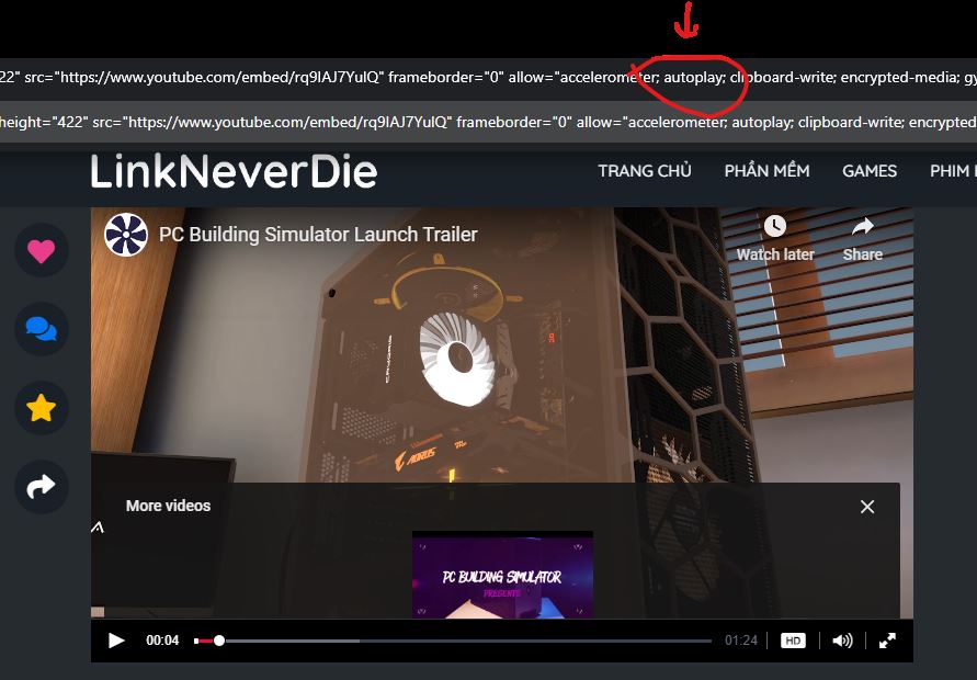 Cách tắt tự động chạy video giới thiệu game nhúng từ youtube Cách tắt tự động chạy video giới thiệu game nhúng từ youtube