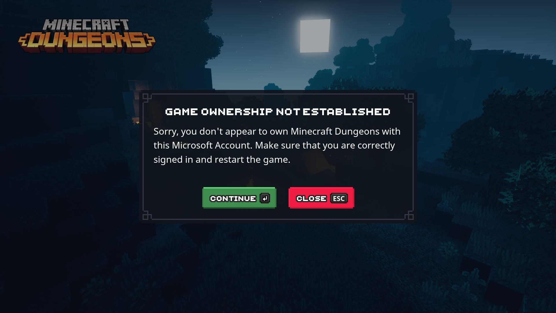 GAME OWNERSHIP NOT ESTABLISHED GAME OWNERSHIP NOT ESTABLISHED
