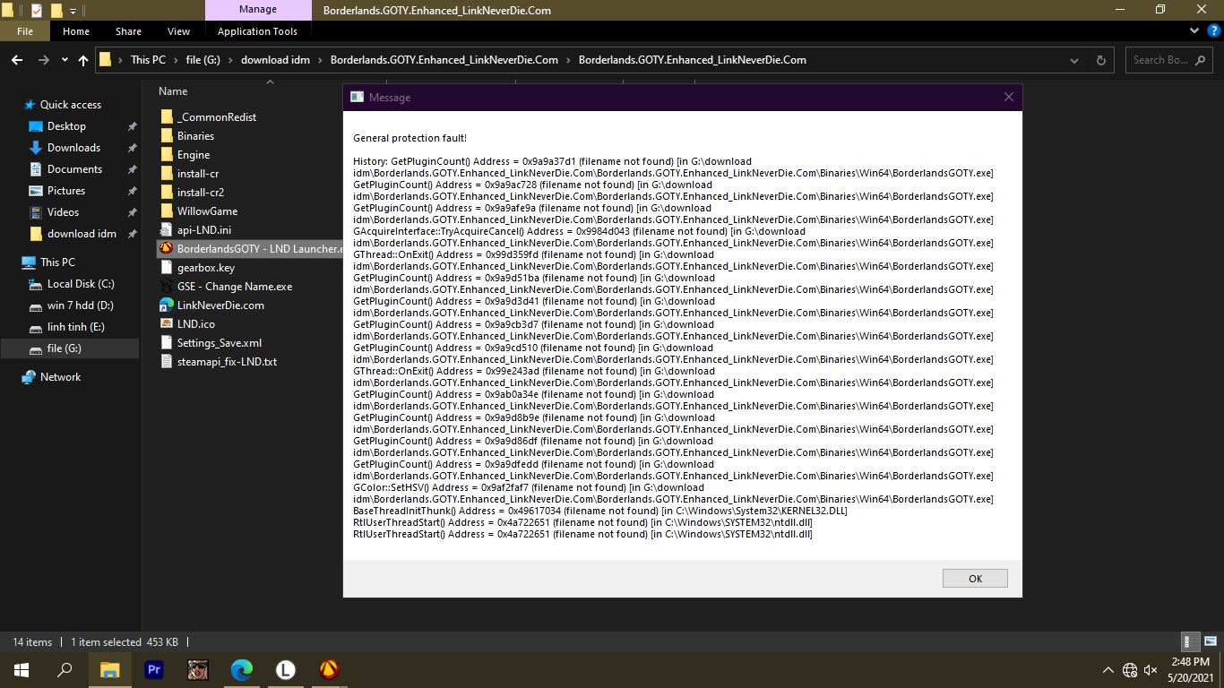Borderlands GOTY bị lỗi không vào được game