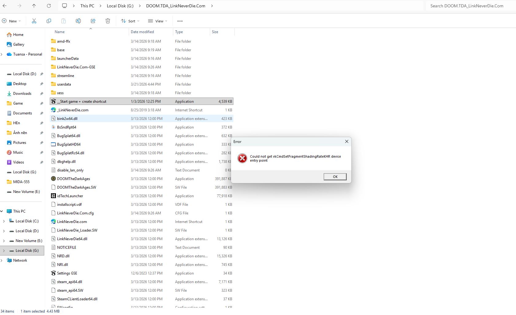 lỗi ko mở game được ( anh em nào biết có thể giúp với)