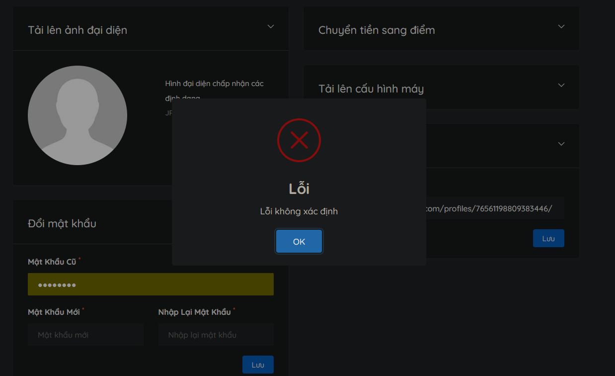 lỗi đổi steam id