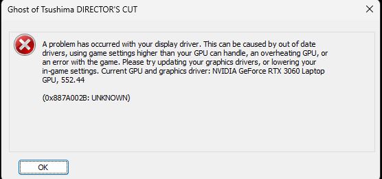 Lỗi crash game 0x887A002B: UNKNOWN Lỗi crash game 0x887A002B: UNKNOWN