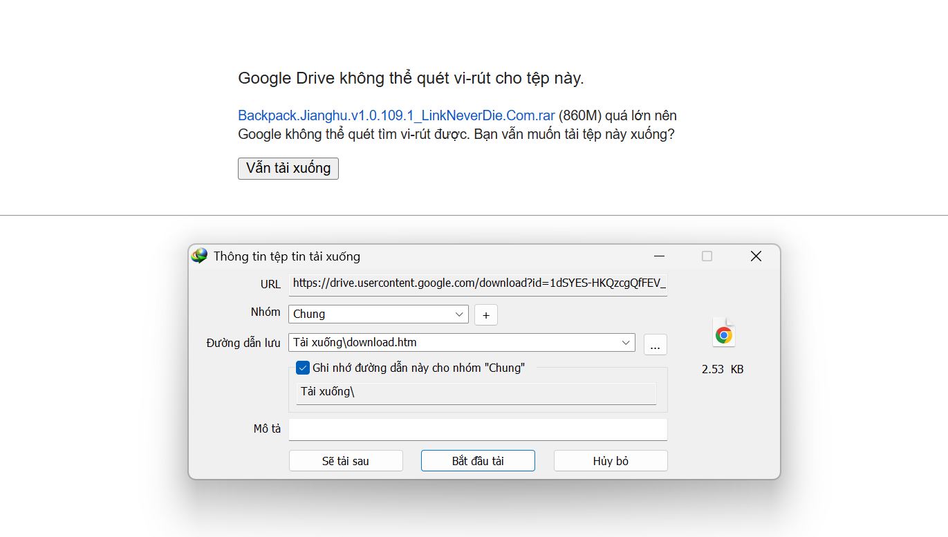 IDM không thể bắt được file trên drive IDM không thể bắt được file trên drive