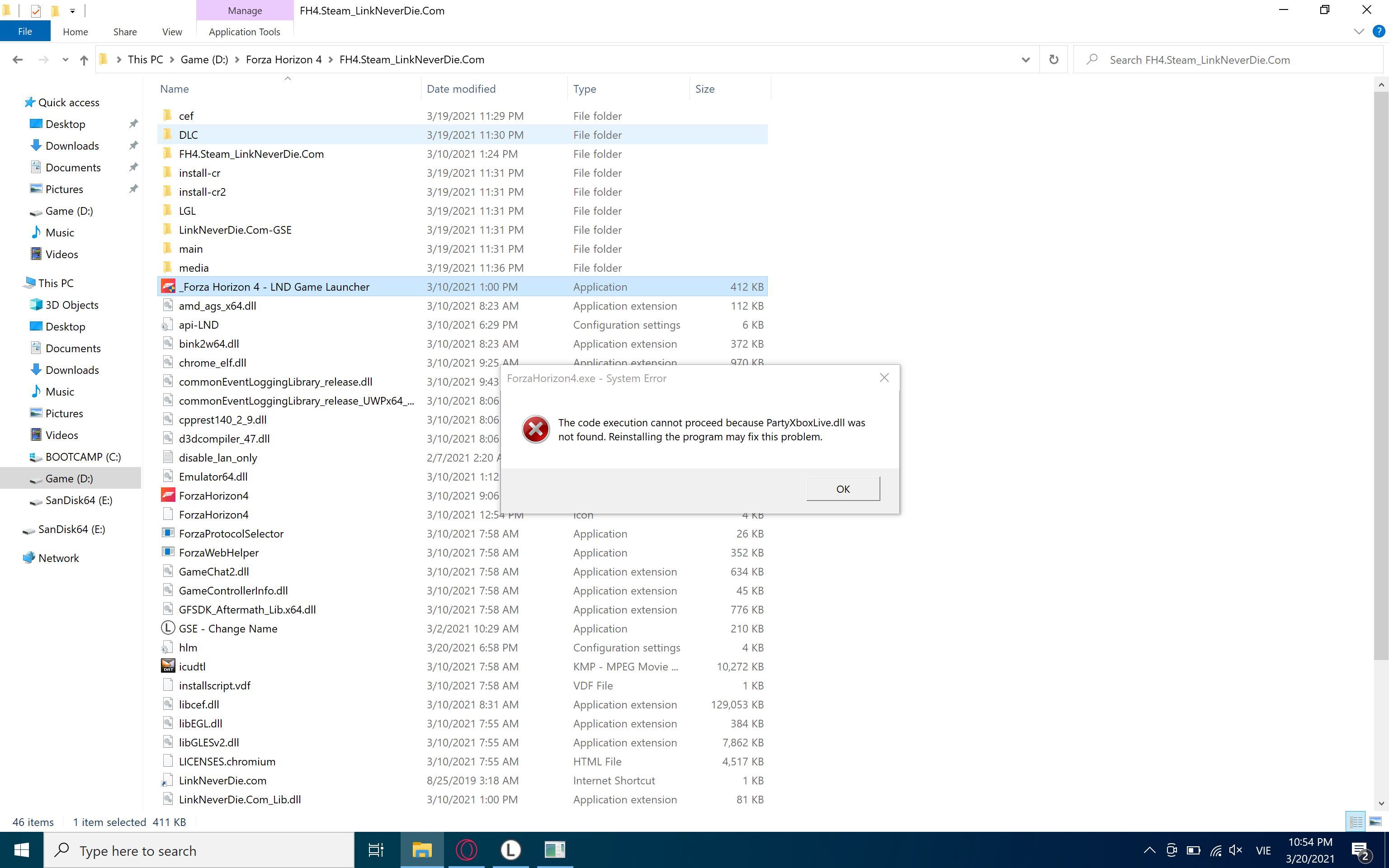 Lỗi thiếu file PartyXboxLive.dll - Game Forza Horizon 4 Lỗi thiếu file PartyXboxLive.dll - Game Forza Horizon 4