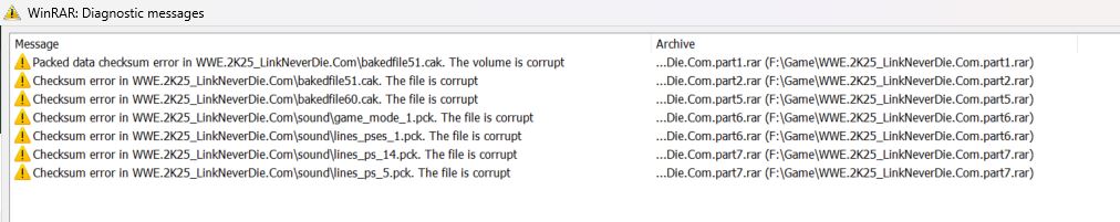 [WWE2K25] Lỗi giải nén Winrar