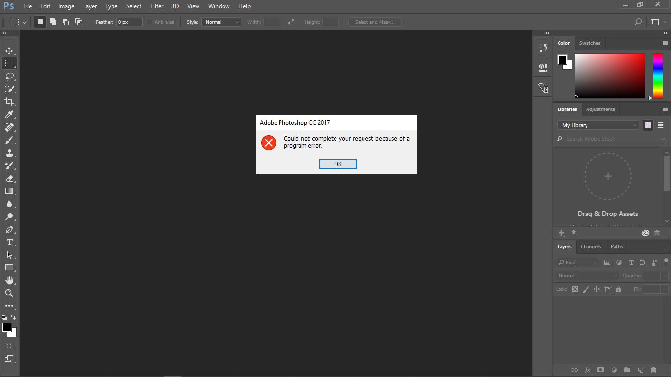 Program error trong Photoshop Program error trong Photoshop