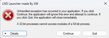 Lỗi "A 32 bit processes cannot access modules of a 64 bit process"