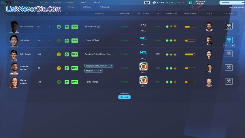 Hình ảnh trong game Tennis Manager 25 (screenshot)